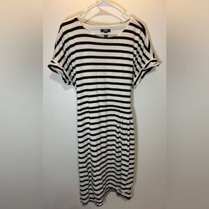 Chaps Black and White Striped Mini Dress